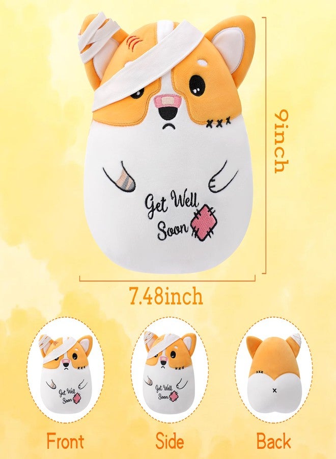 LeYoHa Get Well Soon Dog Plush - Dog Stuffed Animals Corgi Plushie Toys with Injury Bandage, Kids' Pillow Cushion, Gifts for Patient Girls Boys, 9 Inch - Image 3